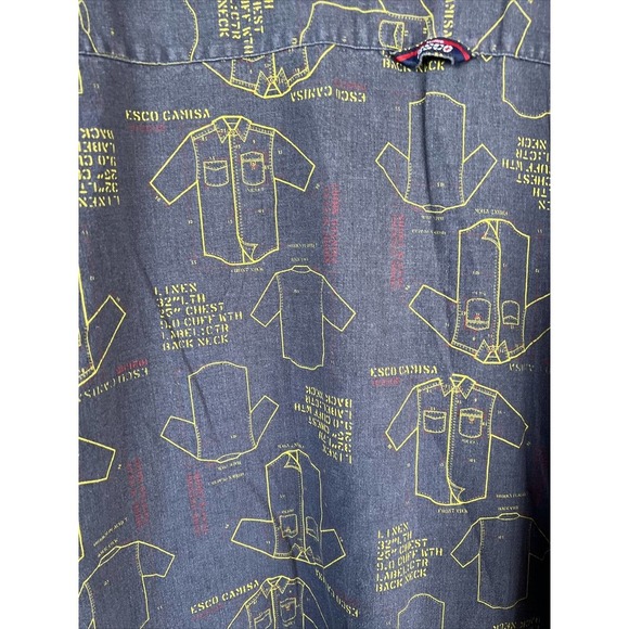 VTG Willie Esco Short Sleeve Button Up Shirt Blue Men's Size 3XL - Picture 10 of 11